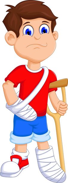 Boy cartoon broken arm and leg - Fotó, kép