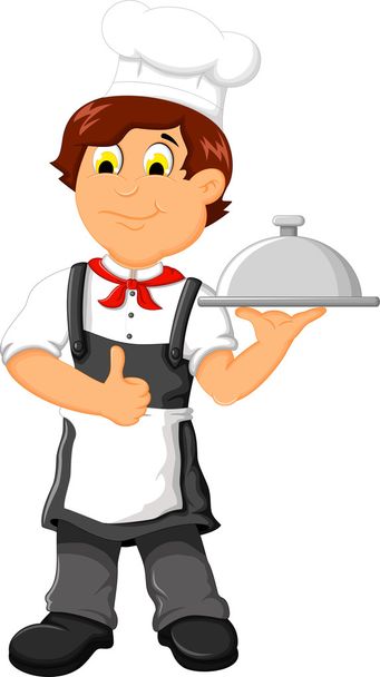 funny chef cartoon holding plate - Photo, Image