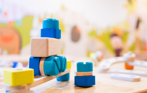Colorful Wooden Educational engineering construction block toy - Фото, зображення