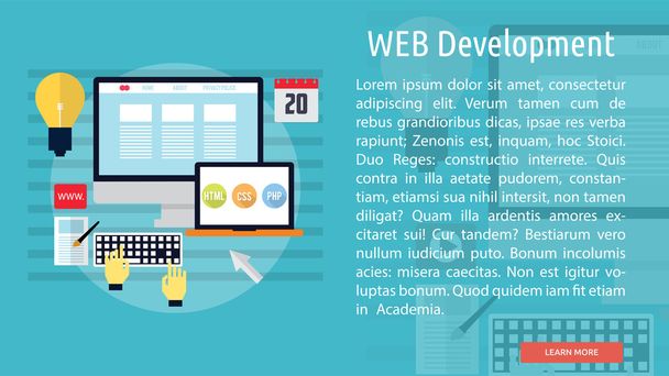 Web Development fogalmi Banner - Vektor, kép