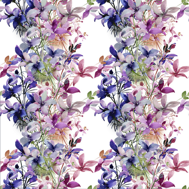 Seamless pattern of wild flowers on a colored background  - Photo, Image