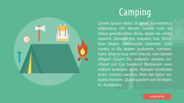 Camping Conceptual Banner - Vector, Image