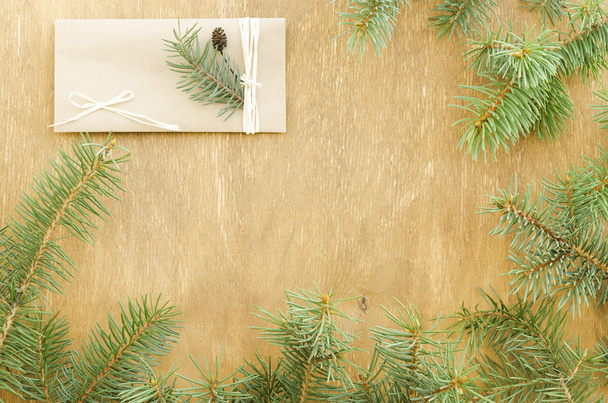 Christmas tree frame and envelope - Zdjęcie, obraz