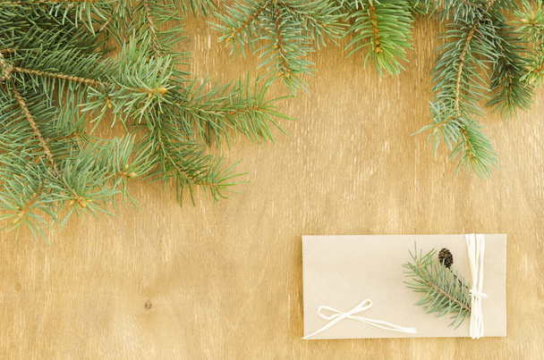 Christmas tree frame and envelope - Zdjęcie, obraz