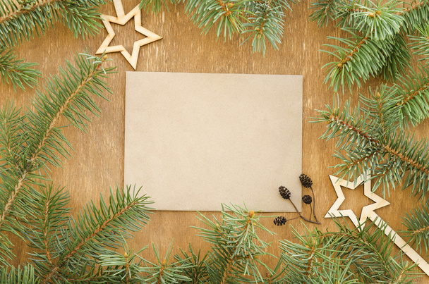 Christmas tree frame and envelope - Fotoğraf, Görsel