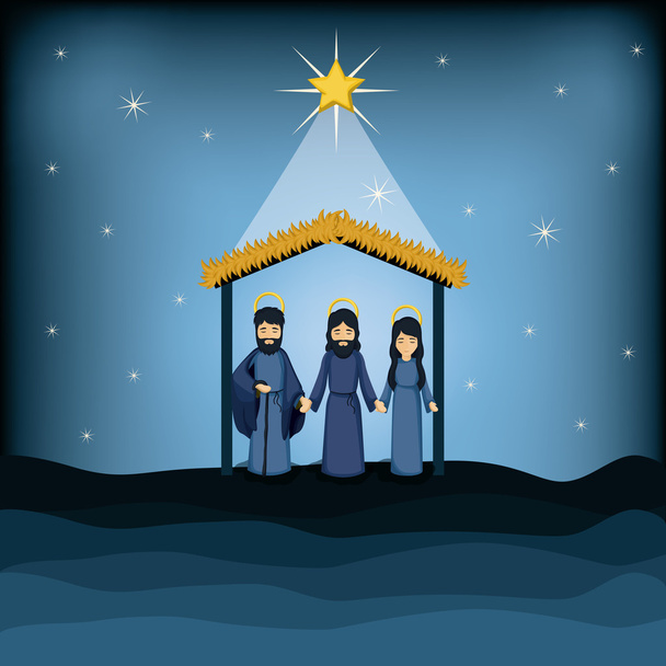Jezus God Joseph en Mary cartoon design - Vector, afbeelding
