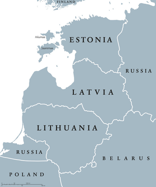Politische Landkarte der baltischen Länder - Vektor, Bild