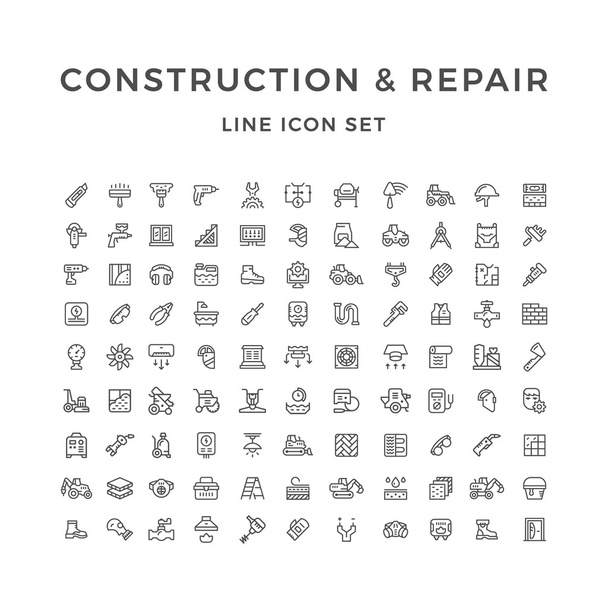 Nastavení ikon linie stavby a opravy - Vektor, obrázek