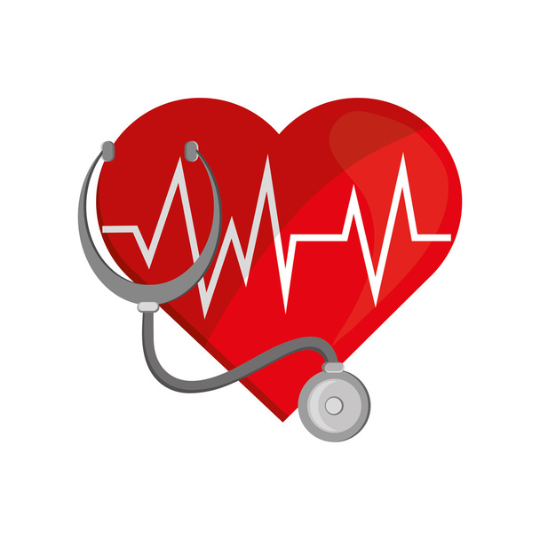 cardiograma cardíaco e ícone do estetoscópio
 - Vetor, Imagem