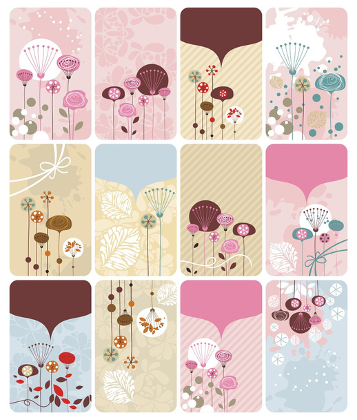 sezónní květinové dárkové karty - Vektor, obrázek