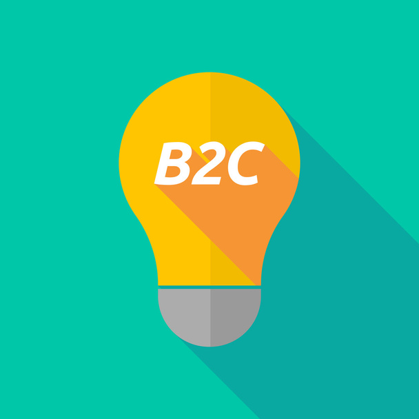 Dlouhý stín žárovka ikona s textem B2c - Vektor, obrázek