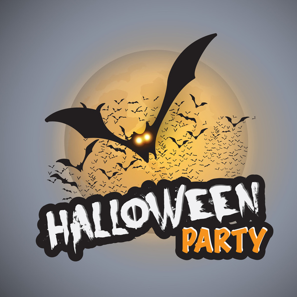Απόκριες Κόμμα κάρτα πρότυπο - που φέρουν νυχτερίδες με λαμπερά μάτια - εικονογράφηση φορέα - Διάνυσμα, εικόνα