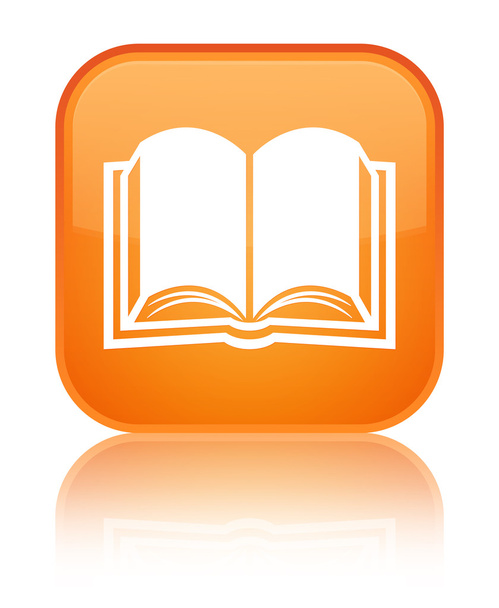 Book icon shiny orange square button - Foto, imagen