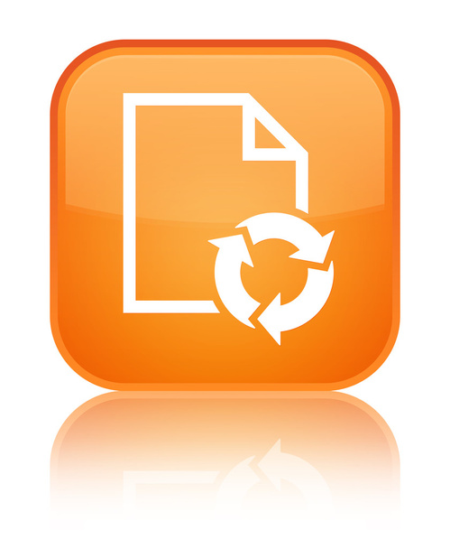 Dokument procesu ikony błyszczący pomarańczowy kwadrat przycisk - Zdjęcie, obraz