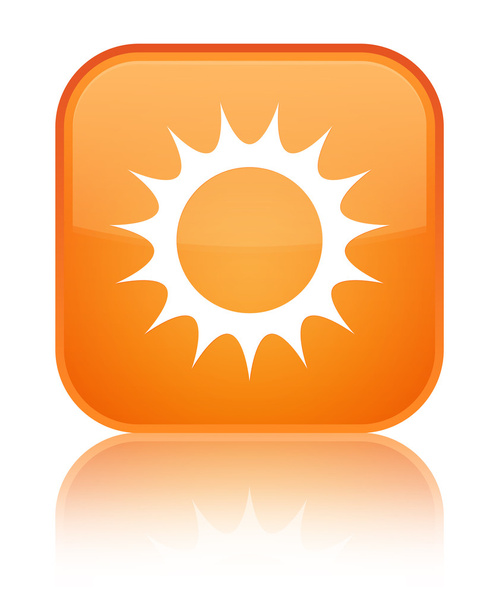 Icône soleil brillant orange bouton carré
 - Photo, image