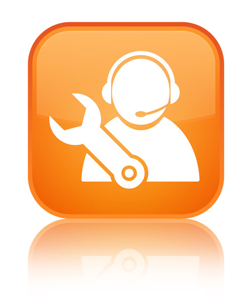 Tech podporu lesklé oranžové čtvercové tlačítko - Fotografie, Obrázek