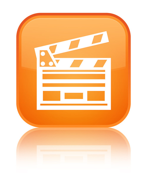 icona clip cinema pulsante quadrato arancione lucido
 - Foto, immagini