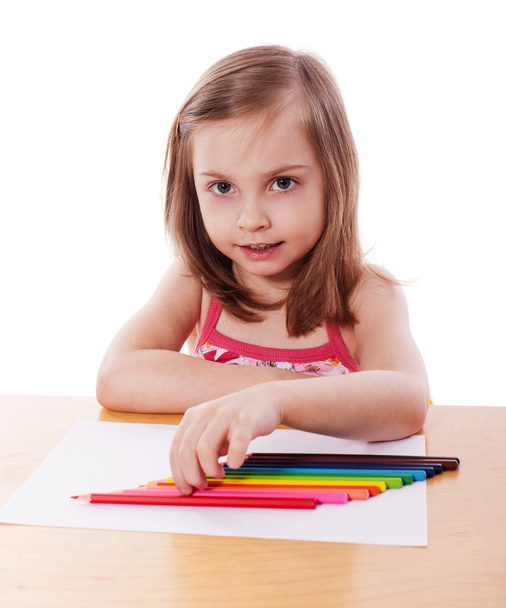 Girl drawing with pencils - Foto, Bild