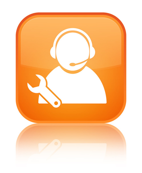 Soporte técnico icono brillante naranja botón cuadrado
 - Foto, Imagen