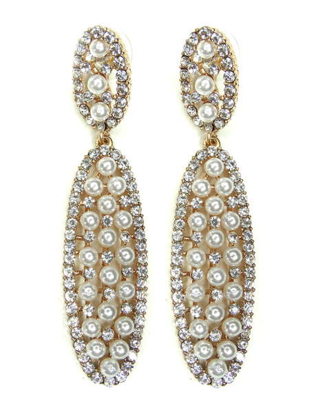 μαργαριτάρι σκουλαρίκια με φωτεινά κρύσταλλα κοσμήματα - Φωτογραφία, εικόνα