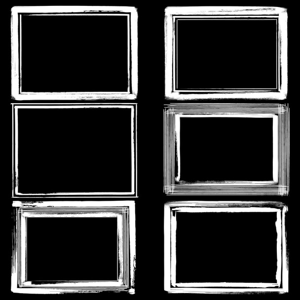 Conjunto de marcos grunge de tinta negra sobre fondo blanco. Marco fronterizo
 - Vector, imagen