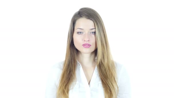Portrait Of  Woman , White Background - Footage, Video