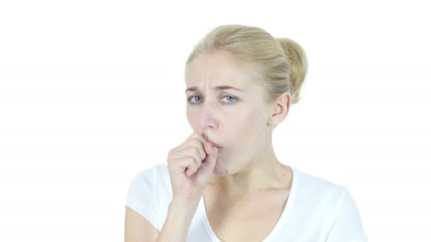 Tosse, Mulher doente que sofre de tosse, fundo branco
 - Filmagem, Vídeo