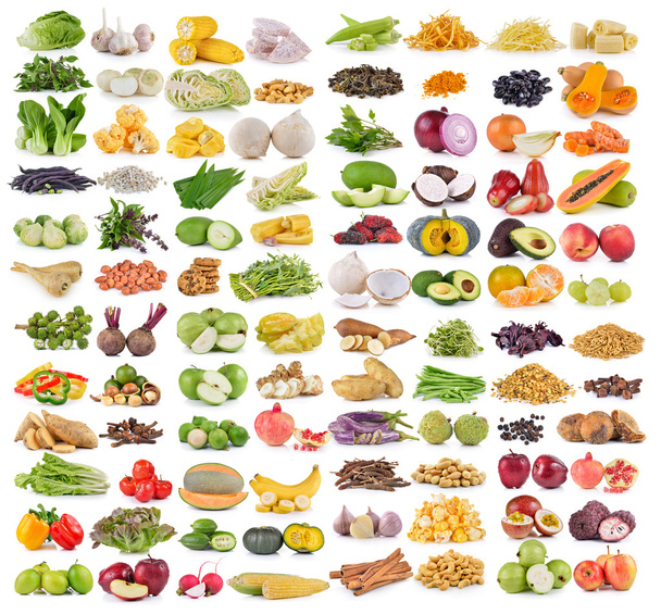 groente- en grians op witte achtergrond - Foto, afbeelding
