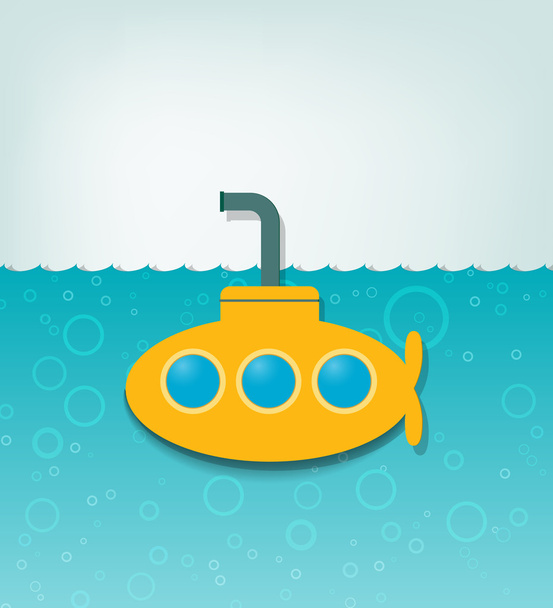 Ilustração com um submarino amarelo
 - Vetor, Imagem