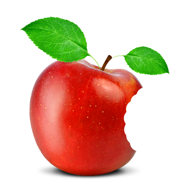 Pomme rouge mordue
 - Photo, image