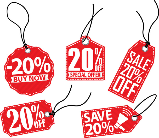 20% off tag set, vector illustration - Vector, afbeelding