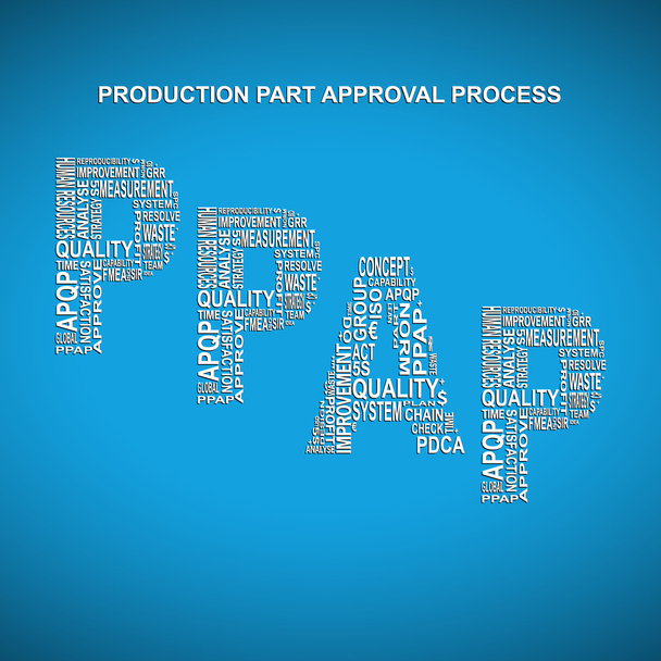 生産部品承認プロセス斜めタイポグラフィ背景 - ベクター画像