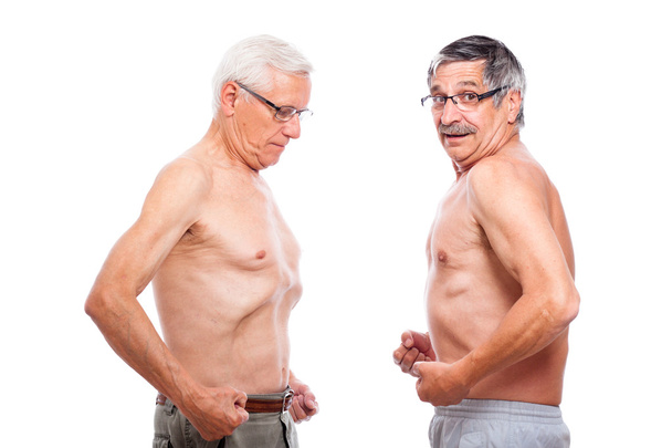 Двоє літніх людей, які порівнюють фігуру
 - Фото, зображення