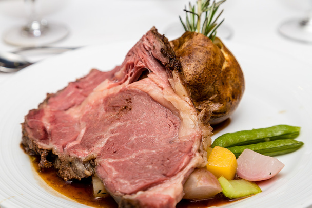 Prime Rib with Potato and Vegetables - Photo, Image