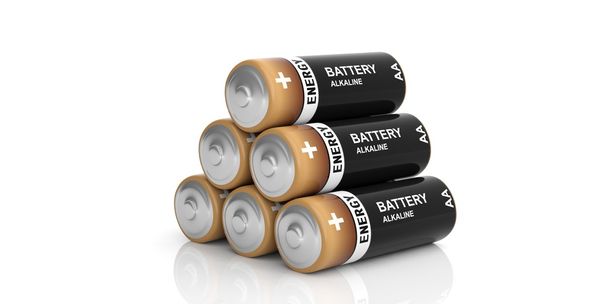 3d rendering batteries stack on white background - Foto, imagen