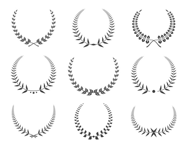 Vector black laurel wreaths icons set. Vector Illustration - Vektori, kuva