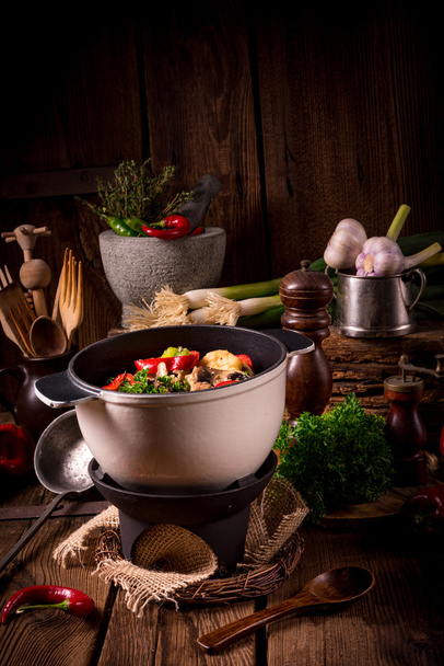 Goulash with colored vegetables - Фото, изображение