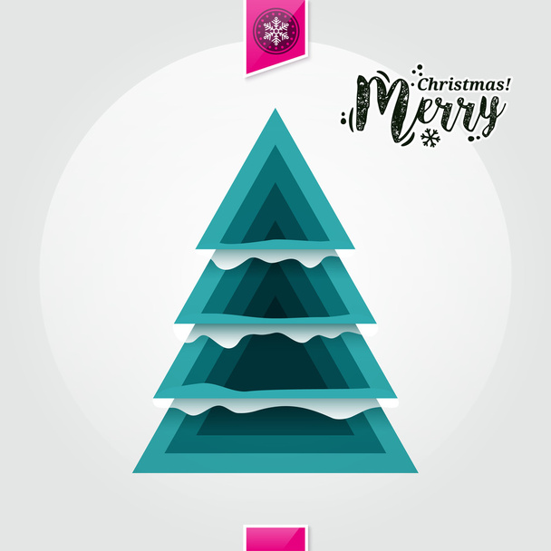Abstract Christmas tree made from of blue pieces. Vector. - Vector, Image