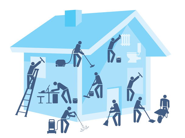 House and garden cleaning - Vector, Image