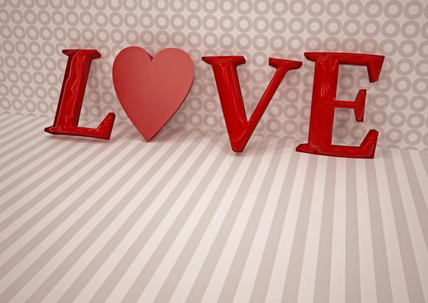 Dimensional inscription of LOVE. 3D illustration. - Φωτογραφία, εικόνα