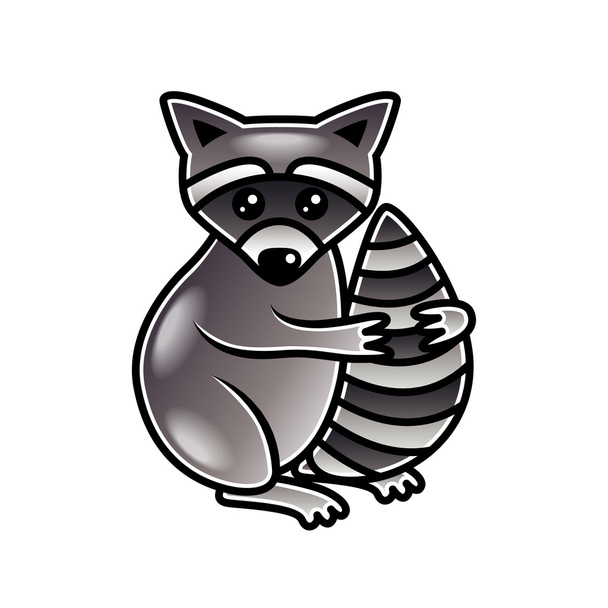 Cute cartoon raccoon isolated vector - Vector, Image