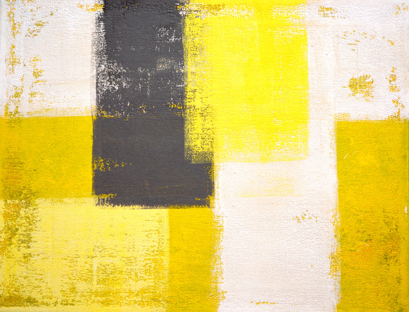 Pintura de arte abstracta gris y amarilla
 - Foto, Imagen