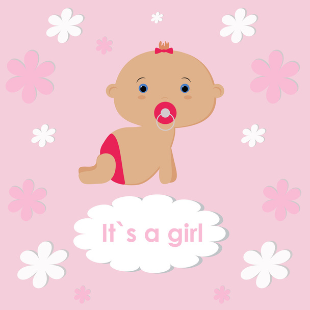 template for congratulations on the birth of a baby girl, - Vector, Image