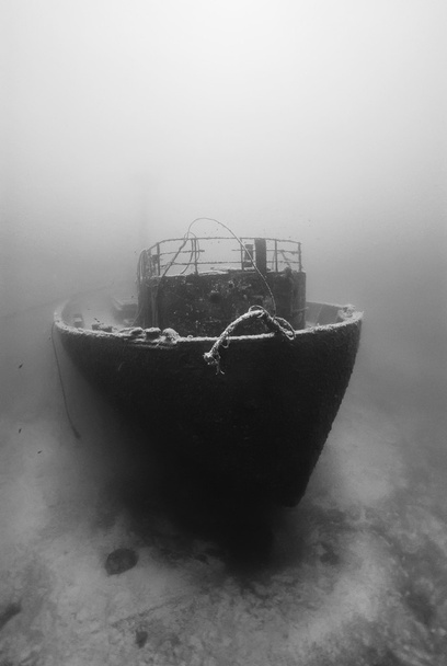 Mediterranean Sea, U.W. photo, wreck diving, Tunisia, La Galite Islands, sunken russian ship wreck - FILM SCAN - Photo, Image