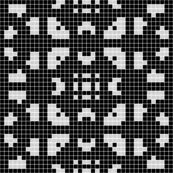 gordijn kant geometrische naadloze vierkante textuur patroon achtergrond - zwart-wit - Foto, afbeelding