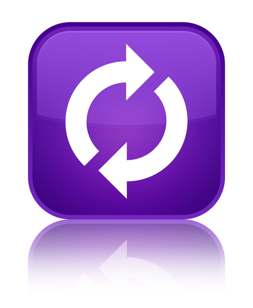 更新アイコン光沢のある紫色の正方形ボタン - 写真・画像