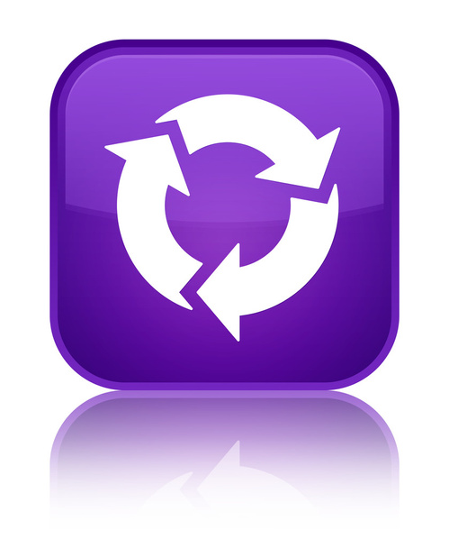 Ikony błyszczący fioletowy kwadratowy przycisk Odśwież - Zdjęcie, obraz