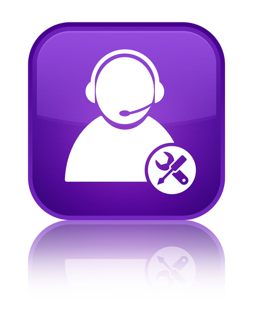 Техническая поддержка значок блестящий фиолетовый квадрат кнопки
 - Фото, изображение