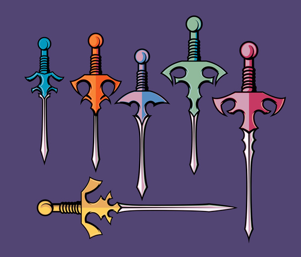 Renkli ortaçağ kılıç vektör - Vektör, Görsel