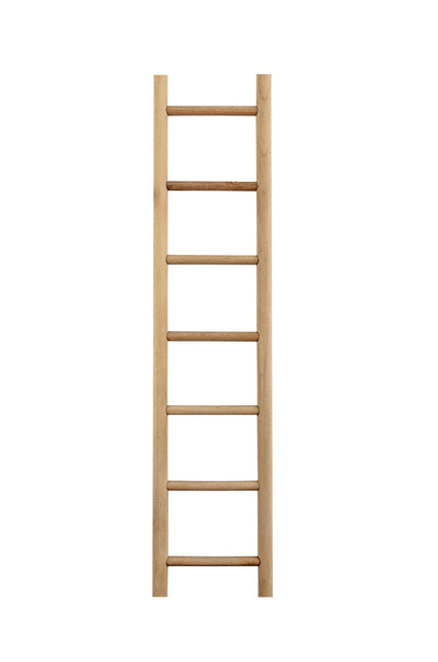Houten ladder geïsoleerd. - Foto, afbeelding
